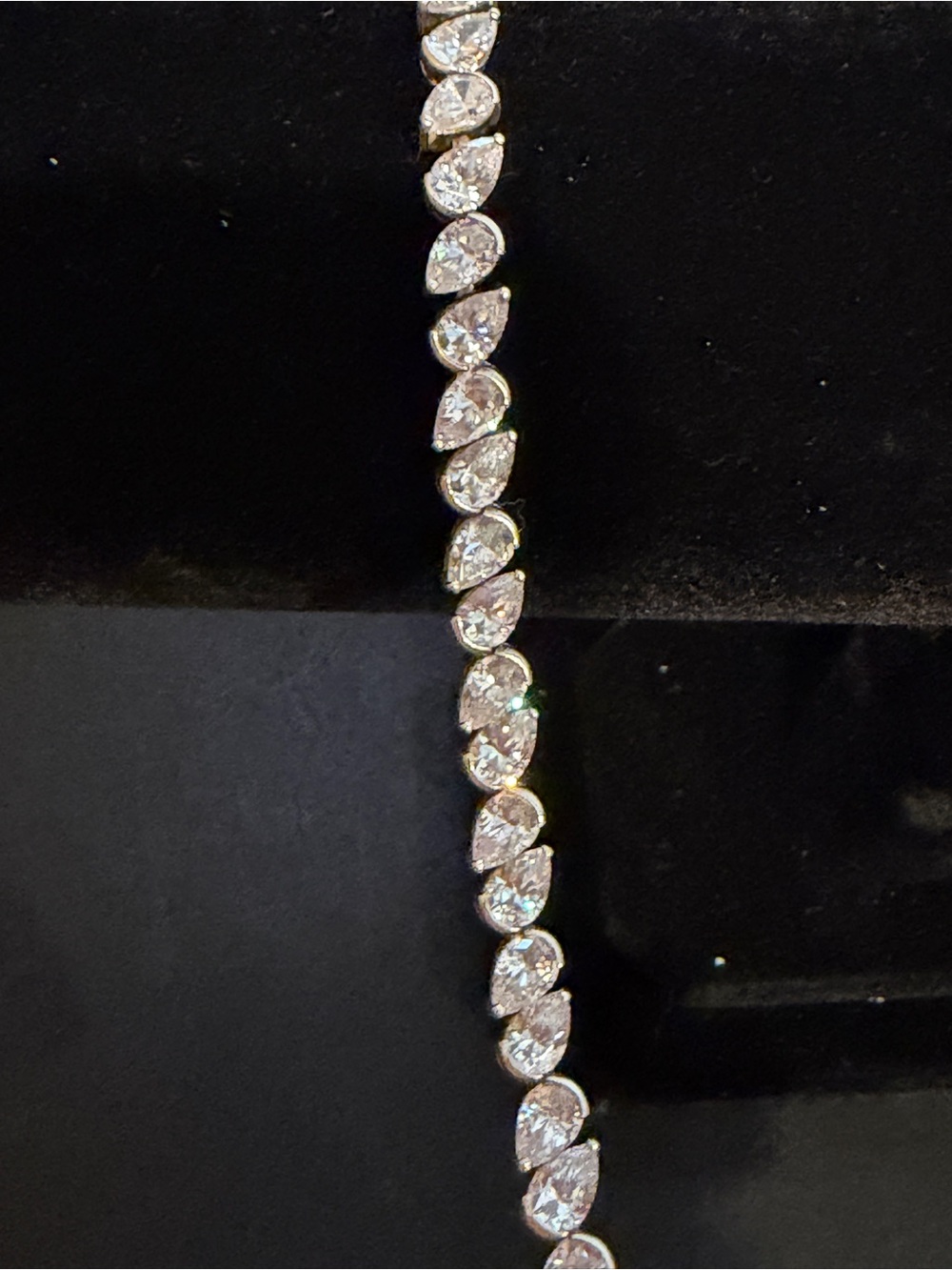 Vintage Sterling Silver Diamonique Pear Shapes CZ Tennis Bracelet Made In Korea